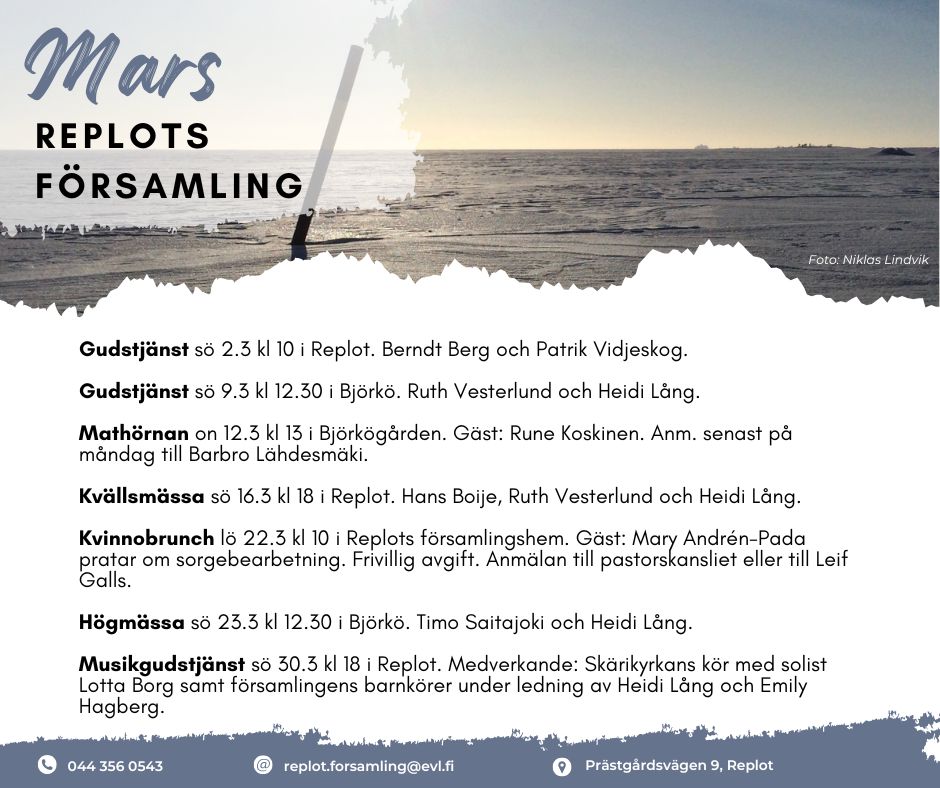 Mars-månads program i Replots församling